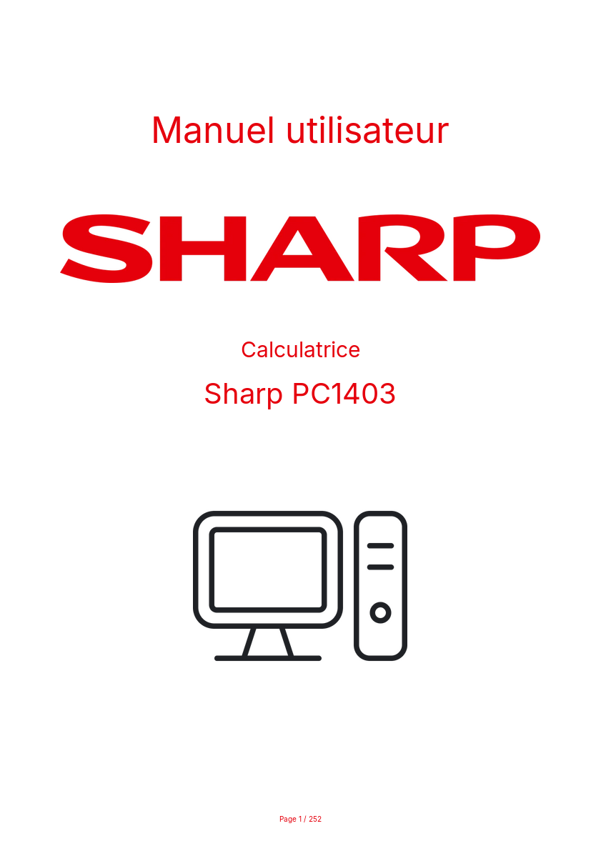 Page n°1 - Manuel utilisateur Sharp PC1403