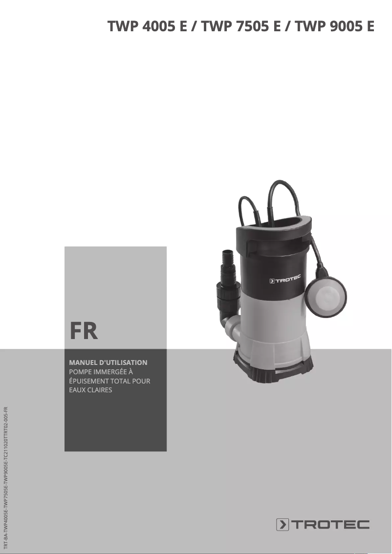 Page 1 de la notice Manuel utilisateur Trotec TWP 4005 E