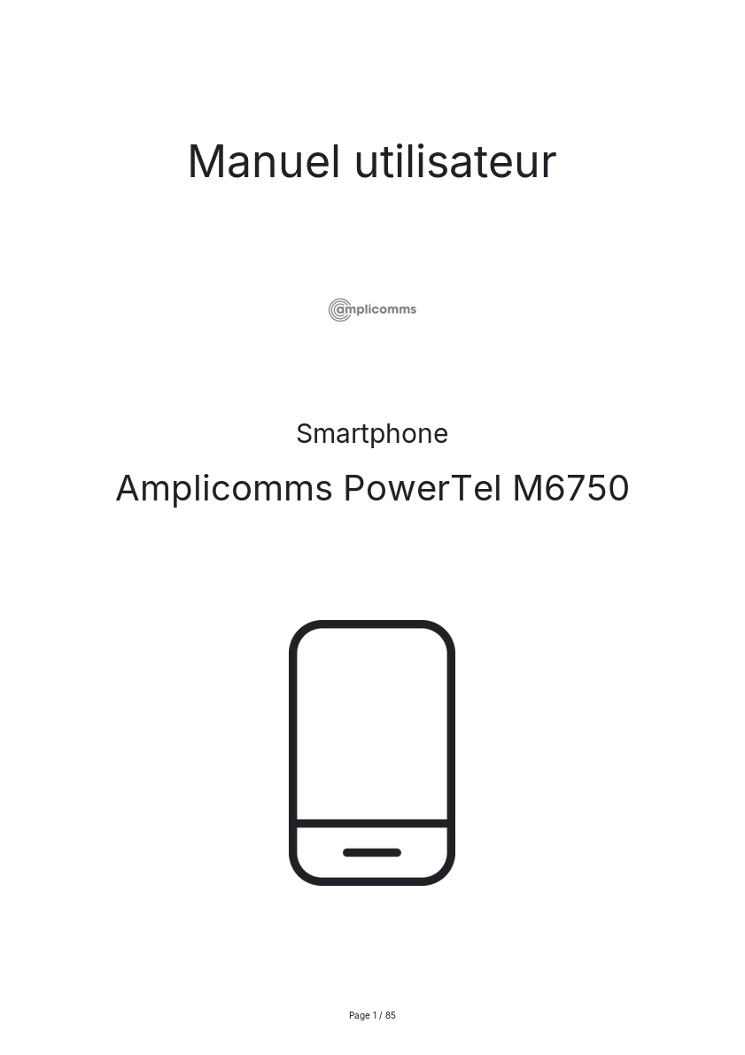 Page n°1 - Manuel utilisateur Amplicomms PowerTel M6750