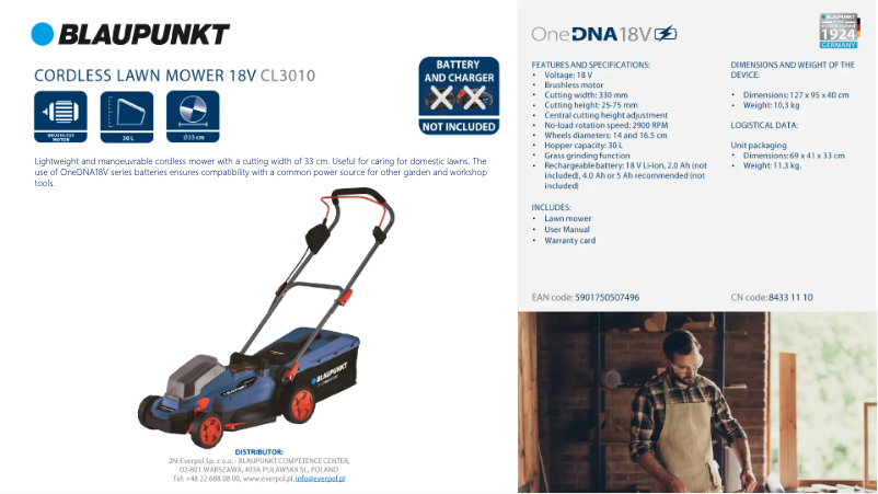 Página 1 del manual Ficha técnica Blaupunkt CL3010