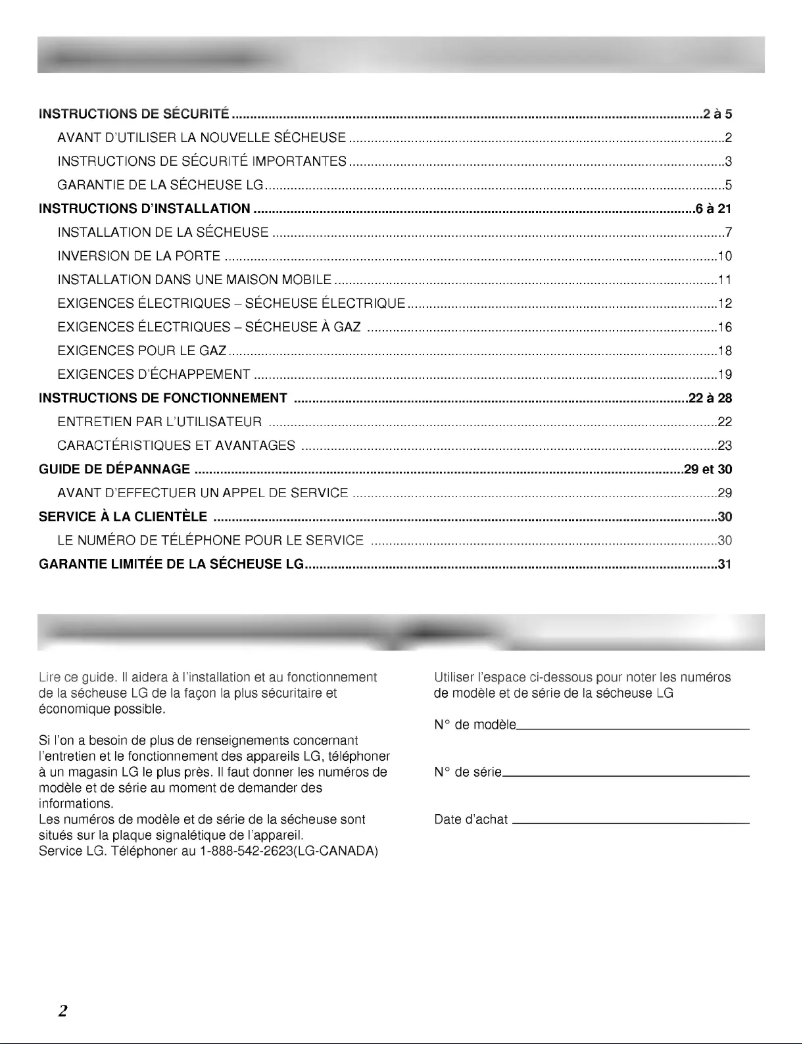 Page 1 de la notice Manuel utilisateur LG TD-V10030G