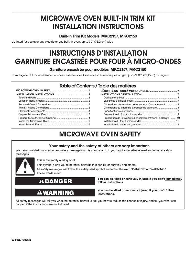 Page 1 de la notice Manuel utilisateur JennAir MKC2157AV