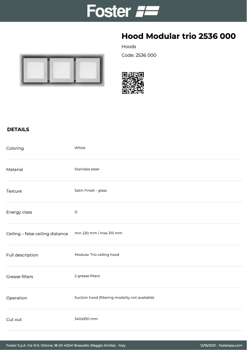 Page n°1 - Manuel utilisateur Foster Modular Trio 2536 000