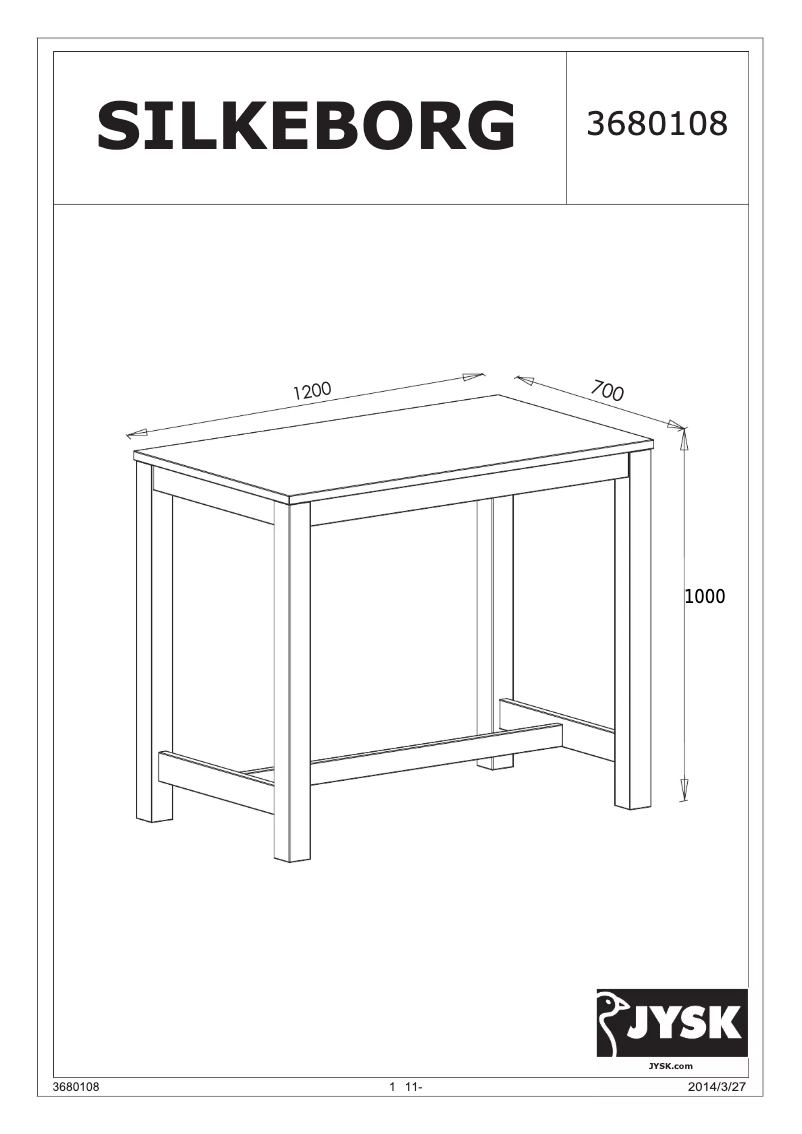 Página 1 del manual Manual de usuario JYSK Silkeborg (70x120x100)