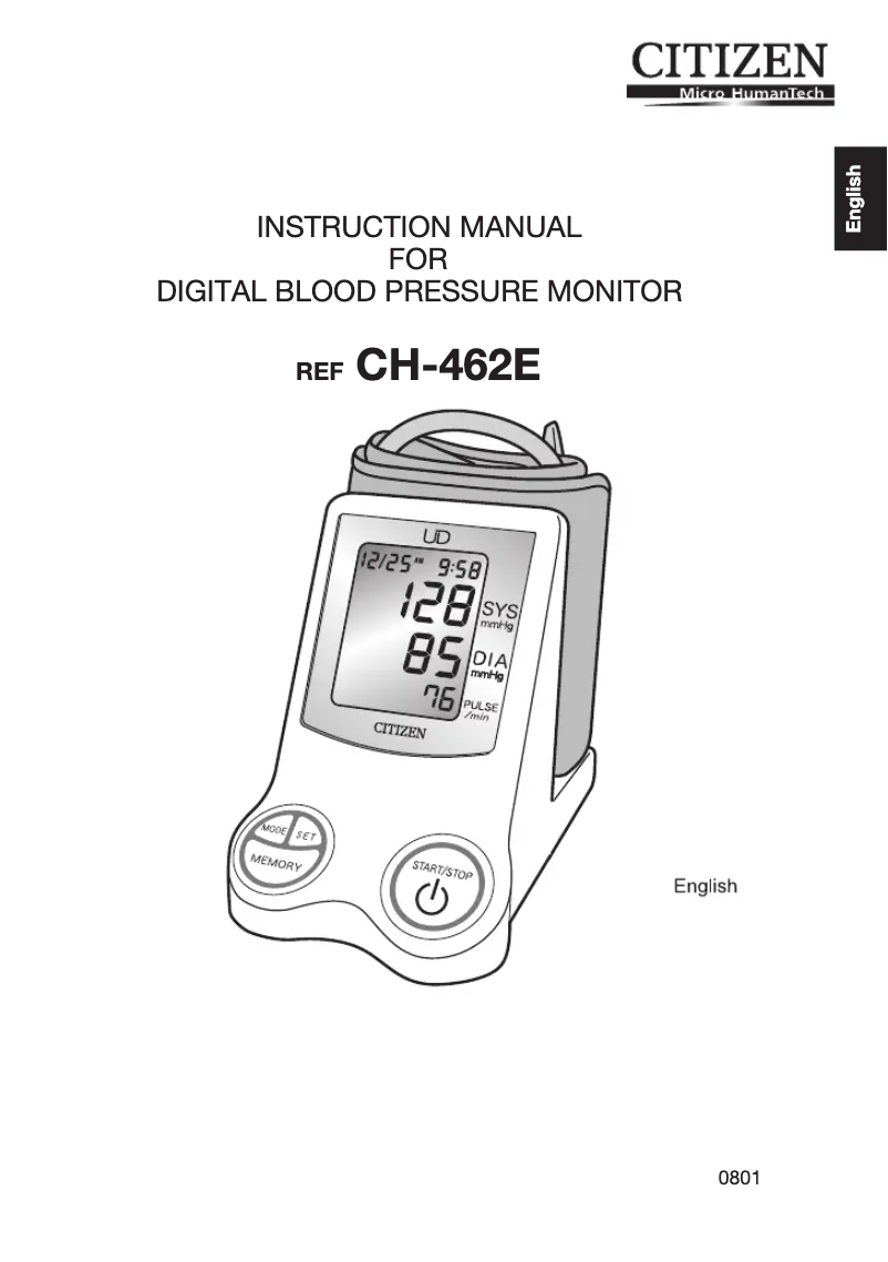 Image de la première page du manuel de l'appareil CH-462E