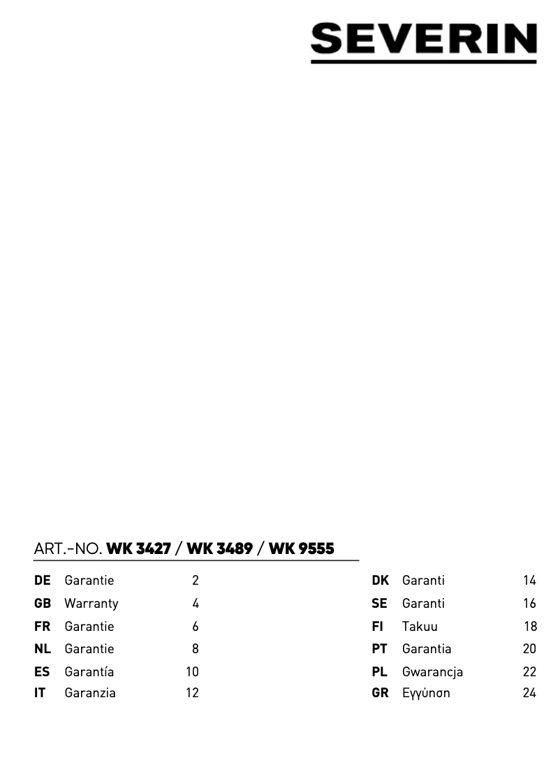 Image de la première page du manuel de l'appareil WK 3489