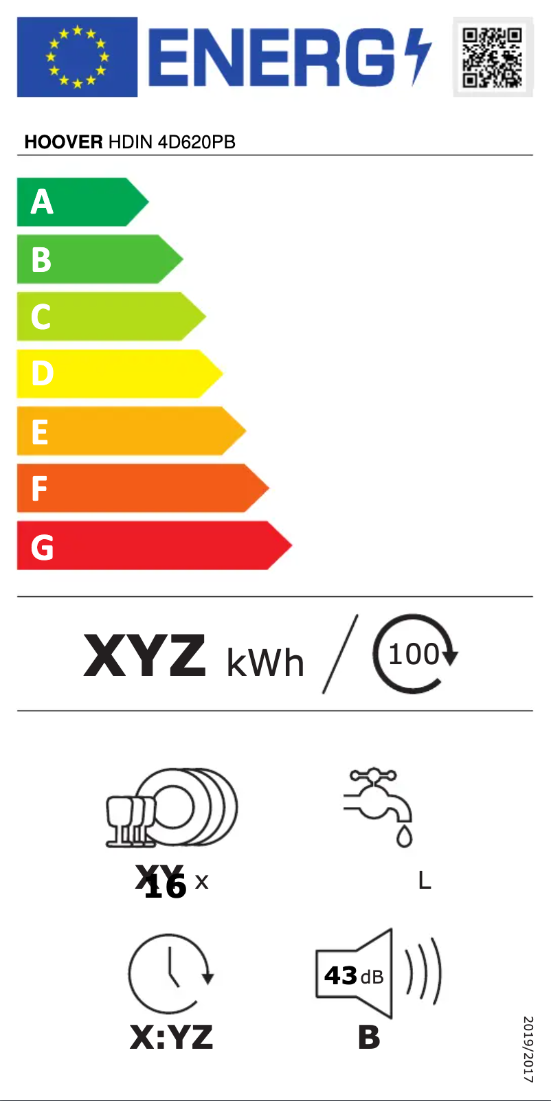 Page n°1 - Label énergétique Hoover H-DISH 500 HDIN 4D620PB