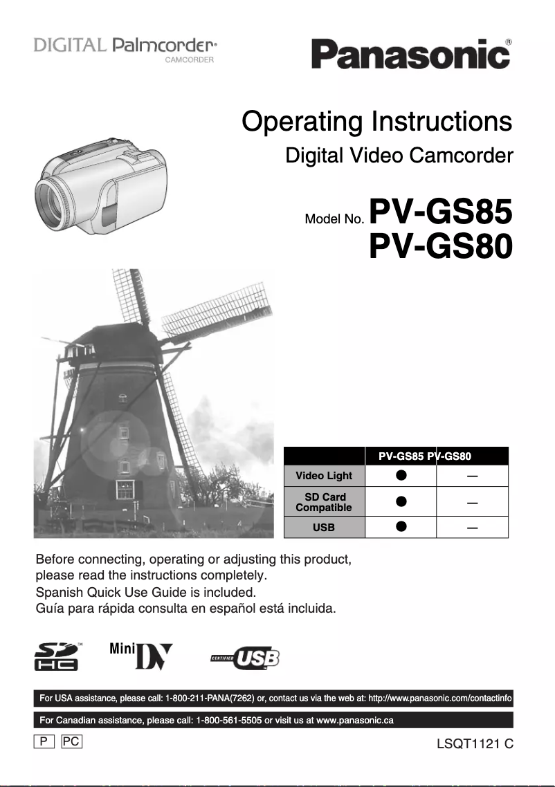 Page 1 de la notice Manuel utilisateur Panasonic PV-GS85