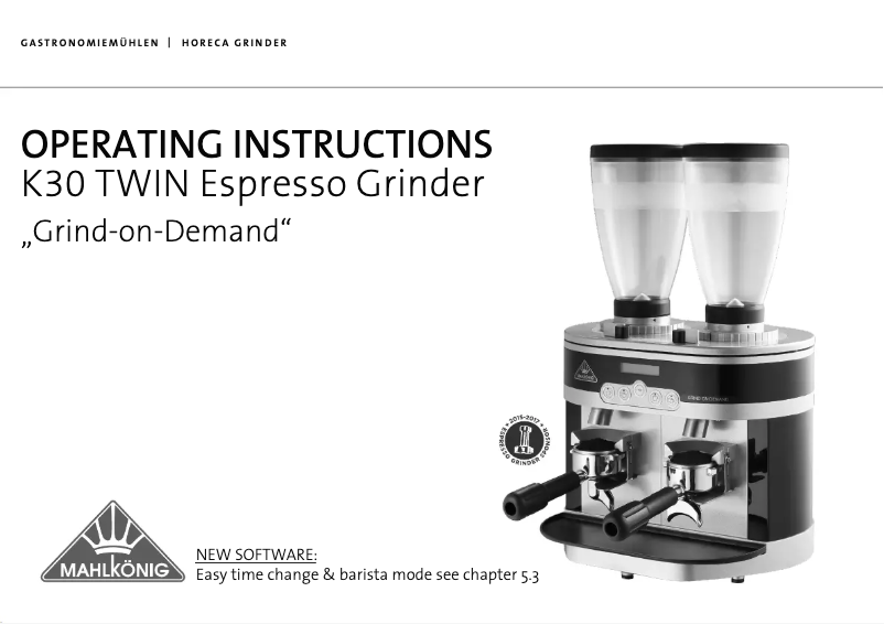 Page 1 de la notice Manuel utilisateur Mahlkönig K30 Twin
