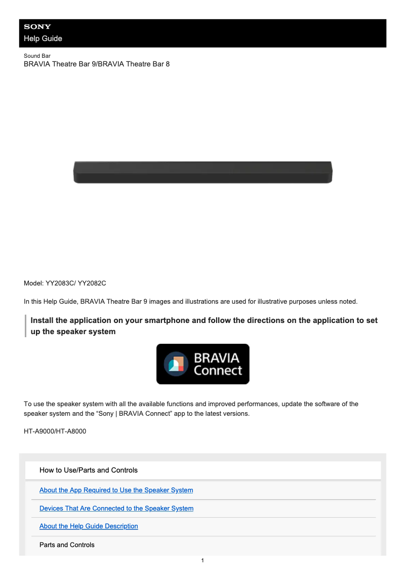 Page n°1 - Manuel utilisateur Sony BRAVIA Theater Bar 9