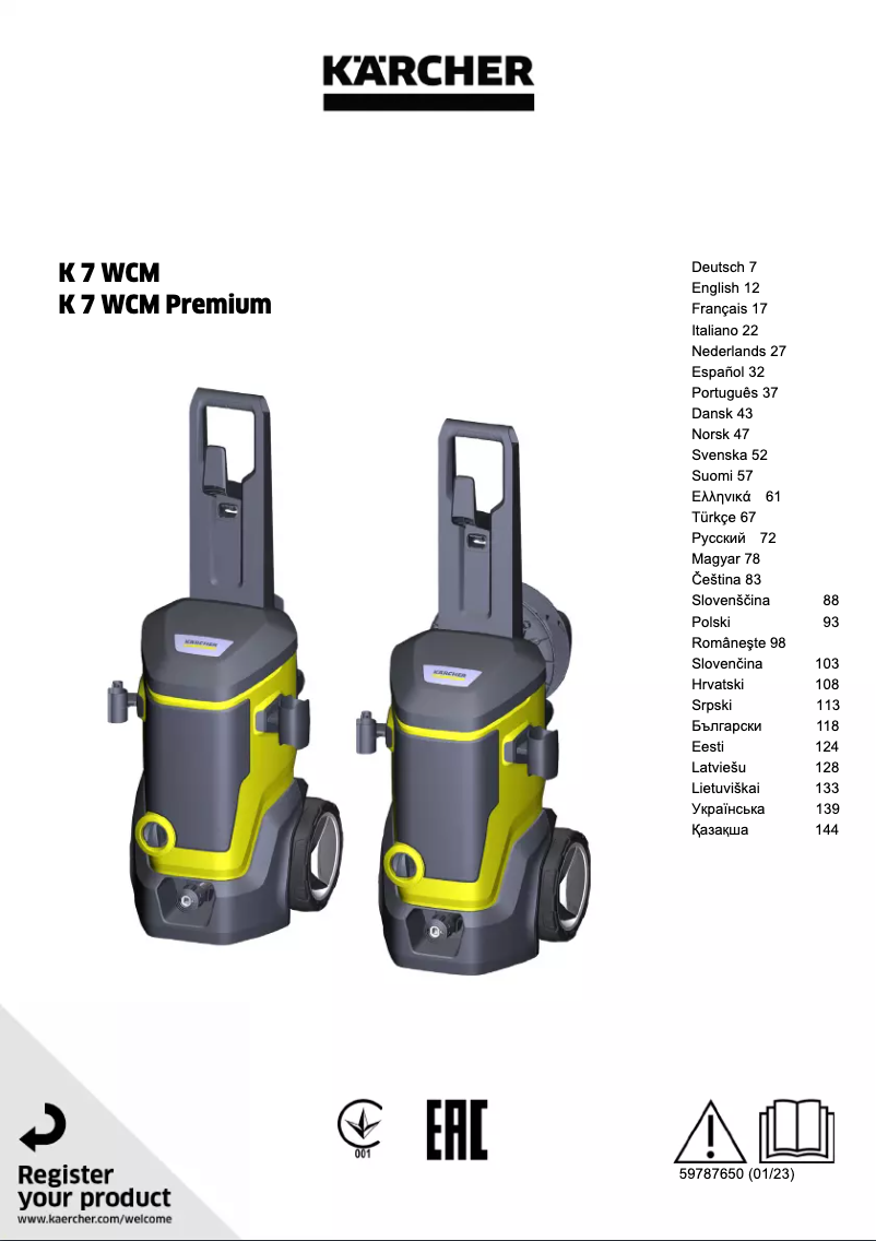 Page n°1 - Manuel utilisateur Kärcher K7