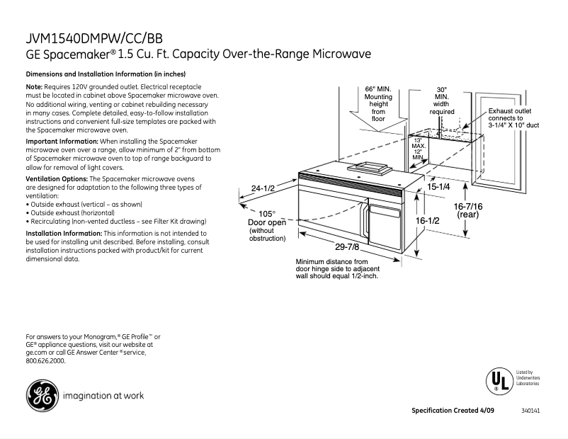 Image de la première page du manuel de l'appareil Spacemaker JVM1540DPCC