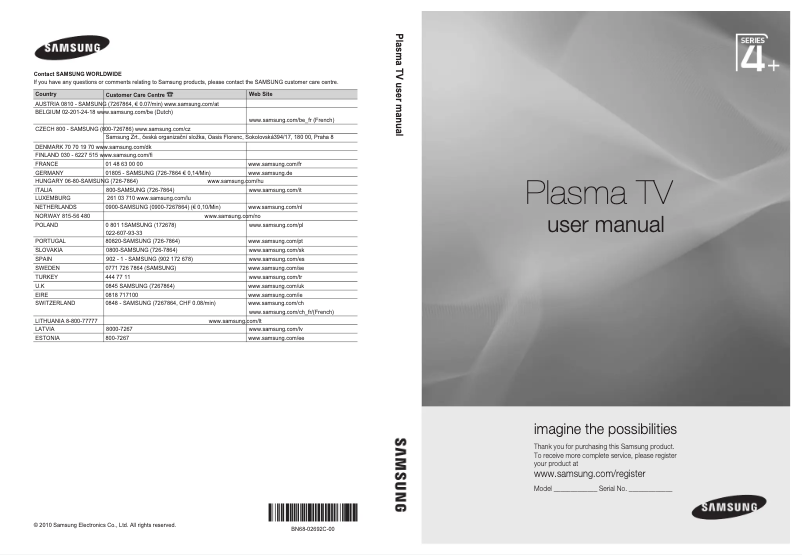 Page n°1 - Manuel utilisateur Samsung PS42C435A1W