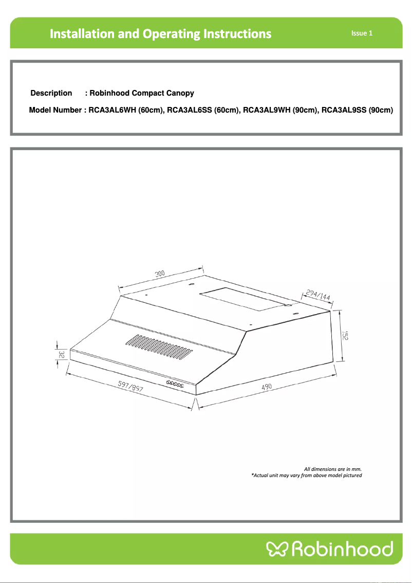 Page n°1 - Guide d'installation Robinhood RCA3AL6WH