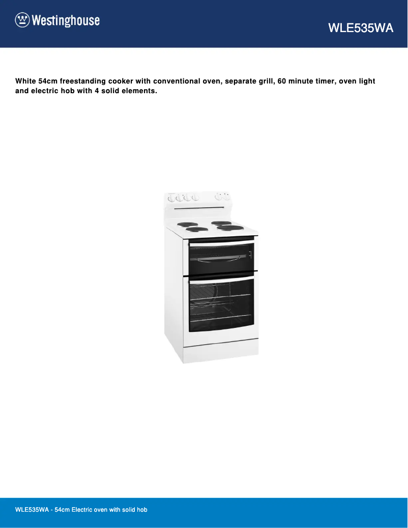 Page n°1 - Fiche technique Westinghouse WLE535WA