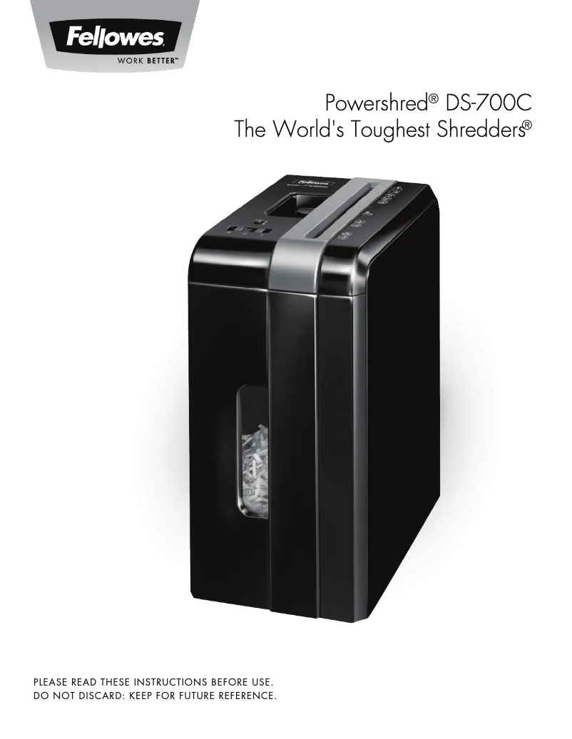 Page n°1 - Manuel utilisateur Fellowes Powershred DS-700C