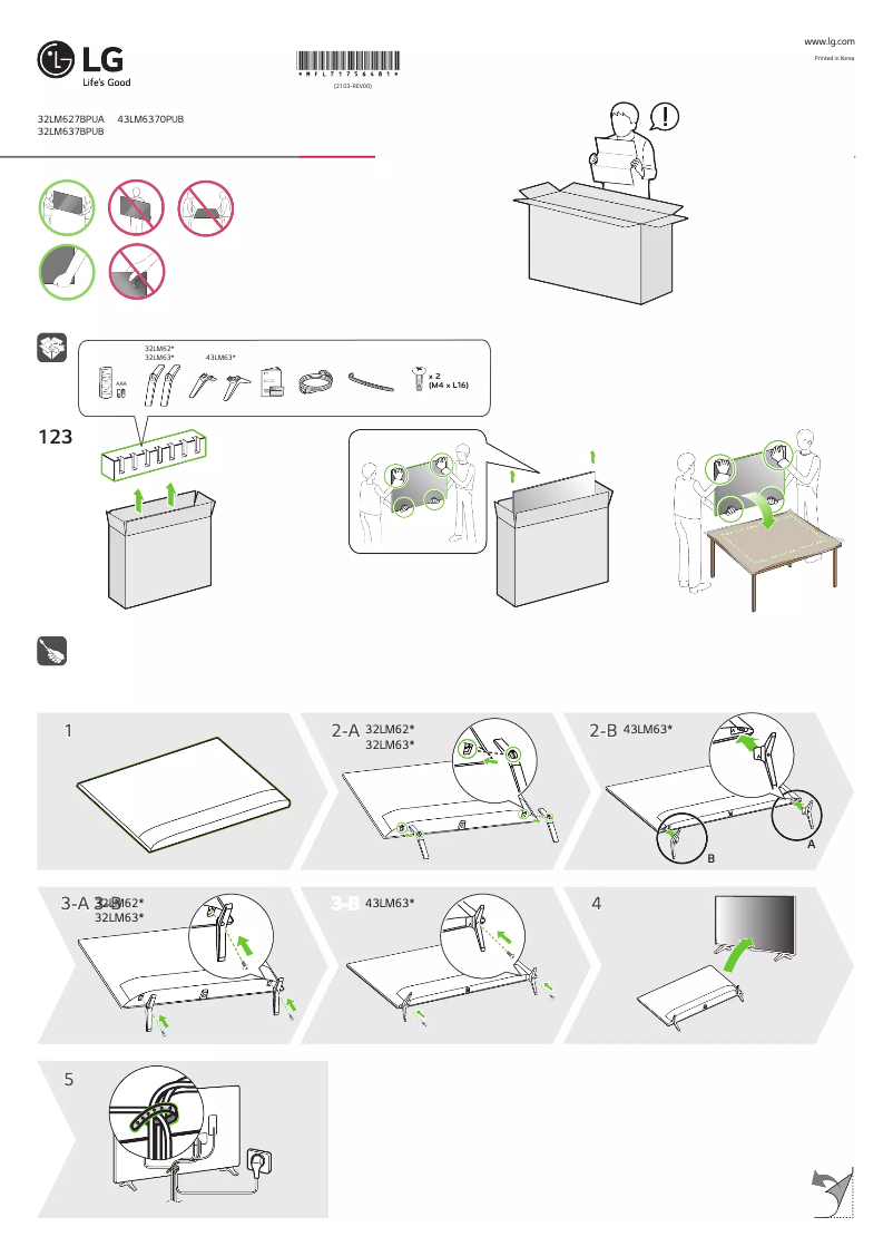 Image de la première page du manuel de l'appareil 32LM637BPUB