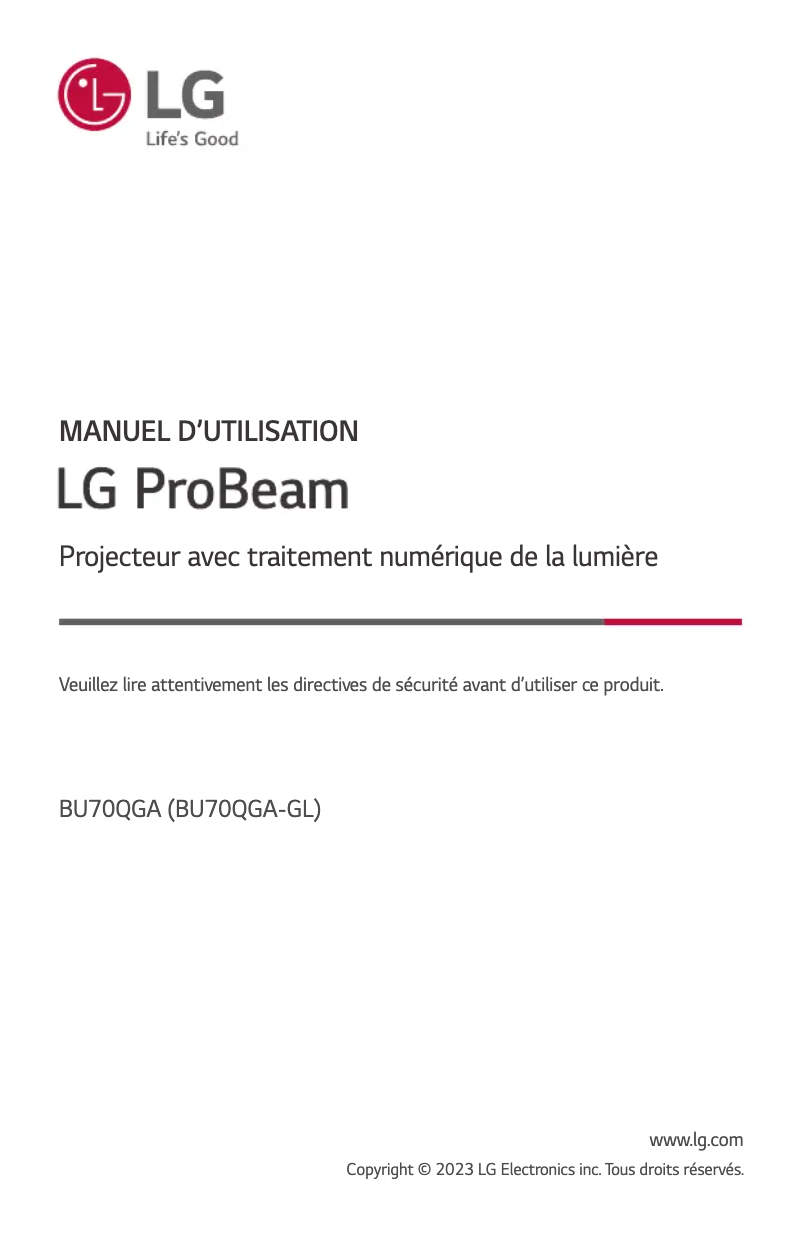Page n°1 - Manuel utilisateur LG ProBeam BU70QGA