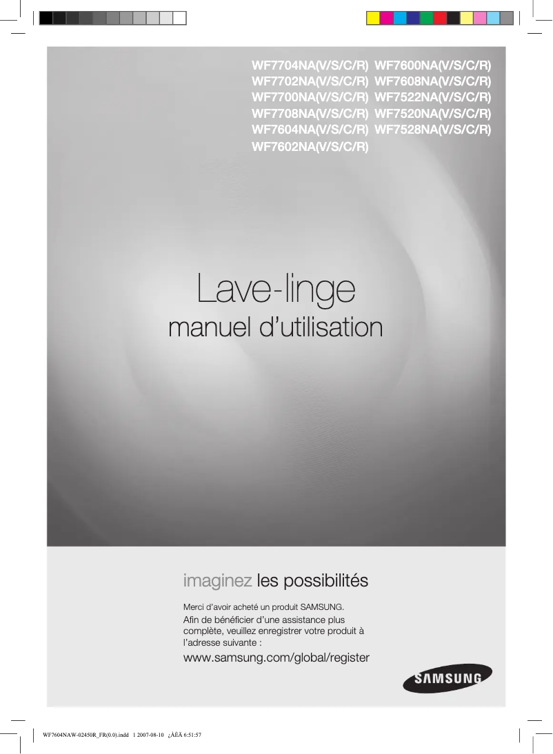 Image de la première page du manuel de l'appareil WF7700NA