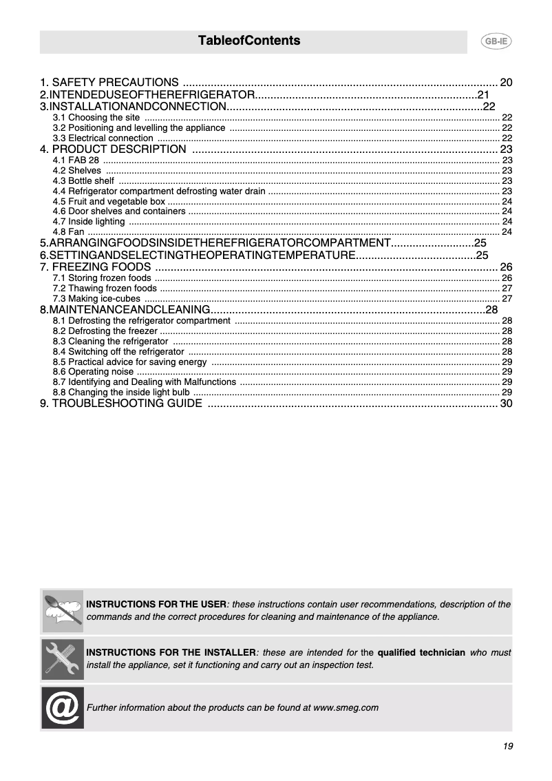 Imagen de la primera página del manual del dispositivo FAB28RNE