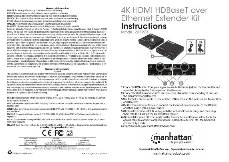 Page 1 de la notice Manuel utilisateur Manhattan 207973