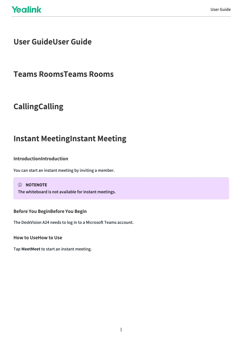 Page 1 de la notice Manuel utilisateur Yealink DeskVision A24