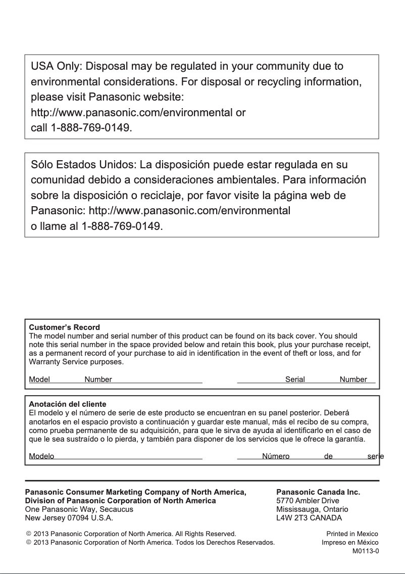 Page 1 de la notice Manuel utilisateur Panasonic Viera TC-P50X60