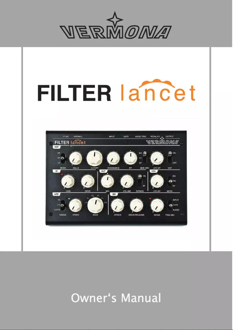 Page n°1 - Manuel utilisateur Vermona Filter Lancet