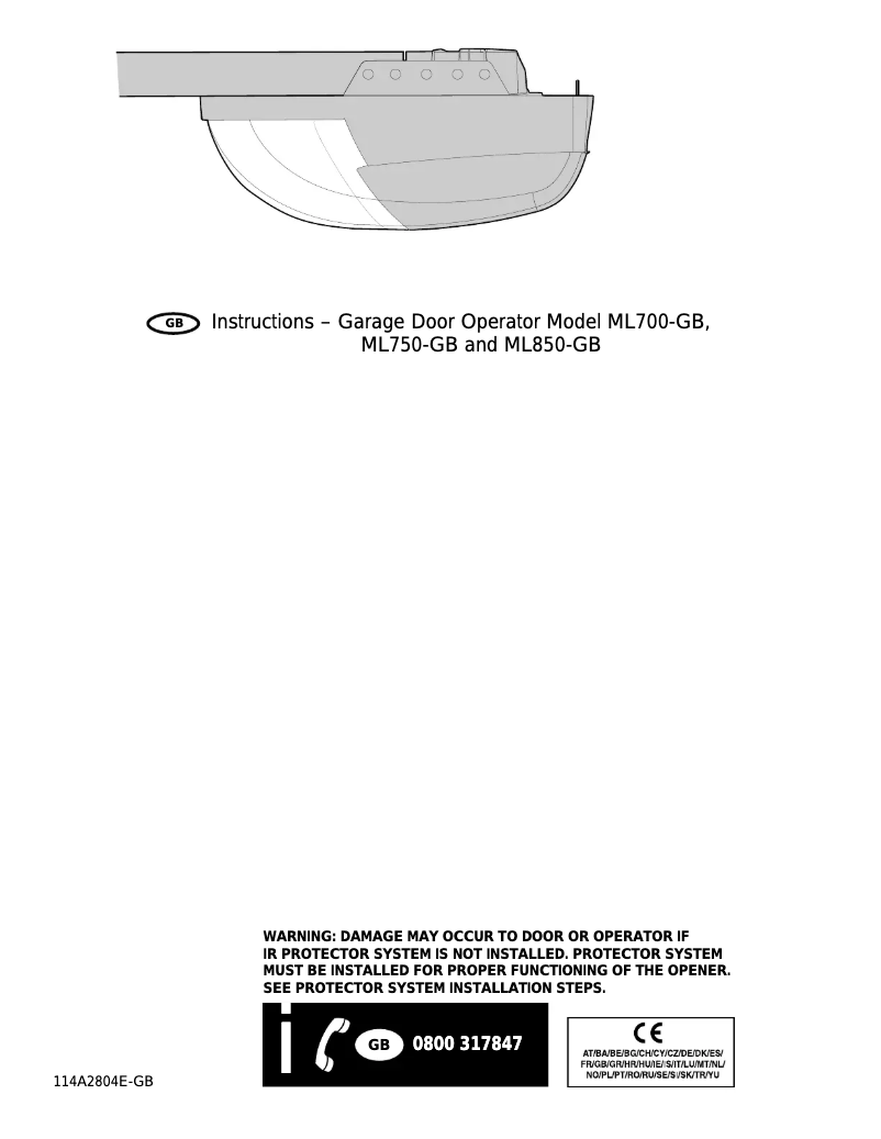 Page 1 de la notice Manuel utilisateur Chamberlain ML750-GB