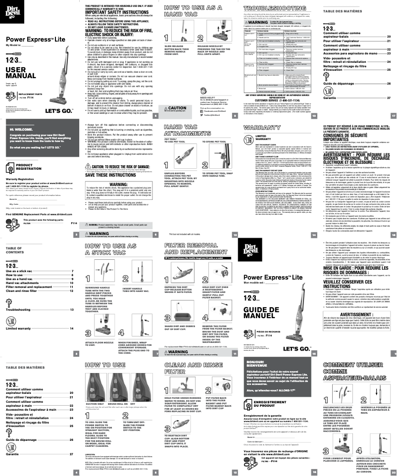 Image de la première page du manuel de l'appareil Power Express Lite