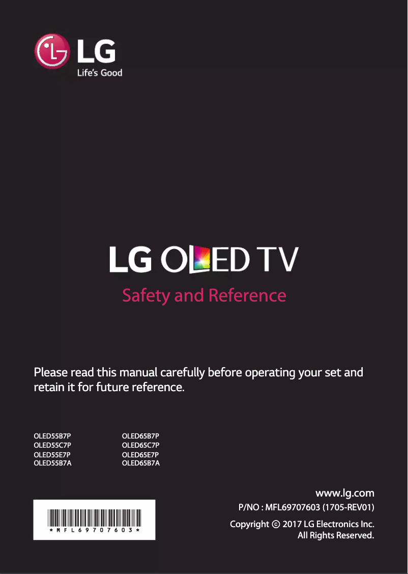 Page 1 de la notice Manuel utilisateur LG OLED55E7P