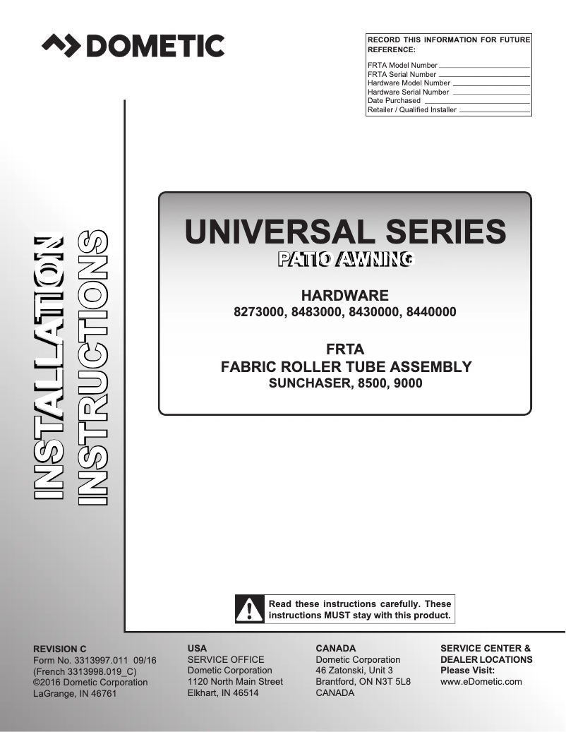Página 1 del manual Manual de usuario Dometic Manual Awning