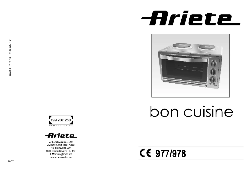 Page n°1 - Manuel utilisateur Ariete 977 B