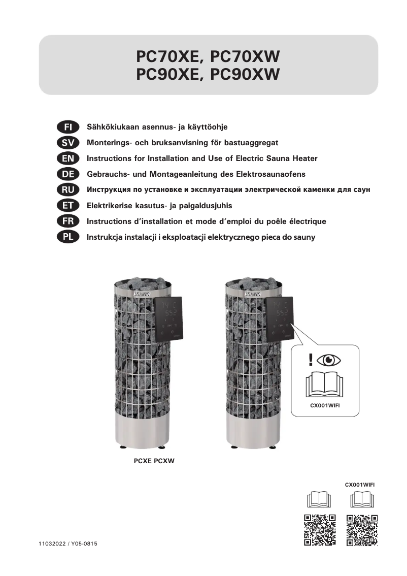 Page n°1 - Manuel utilisateur Harvia Cilindro PC90XW HPC904XW