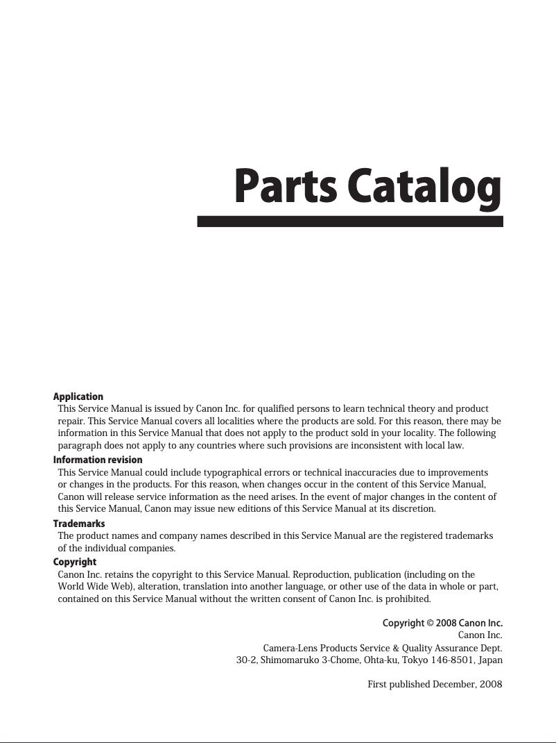 Page 1 de la notice Instructions / montage Canon EOS 5D Mark II
