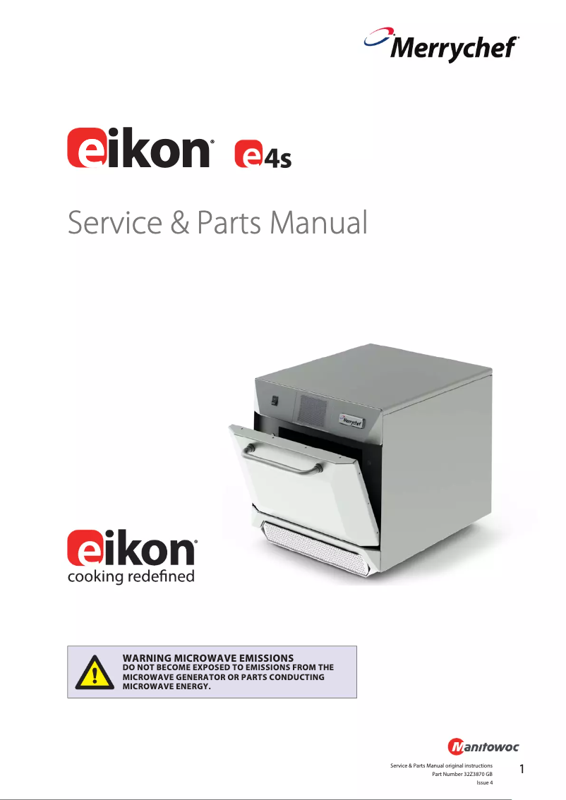 Page 1 de la notice Manuel utilisateur Merrychef Eikon E4S