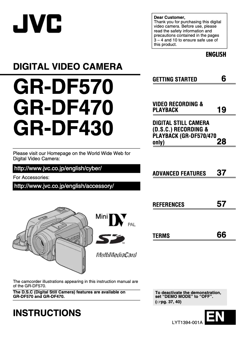 Page n°1 - Manuel utilisateur JVC GR-DF470