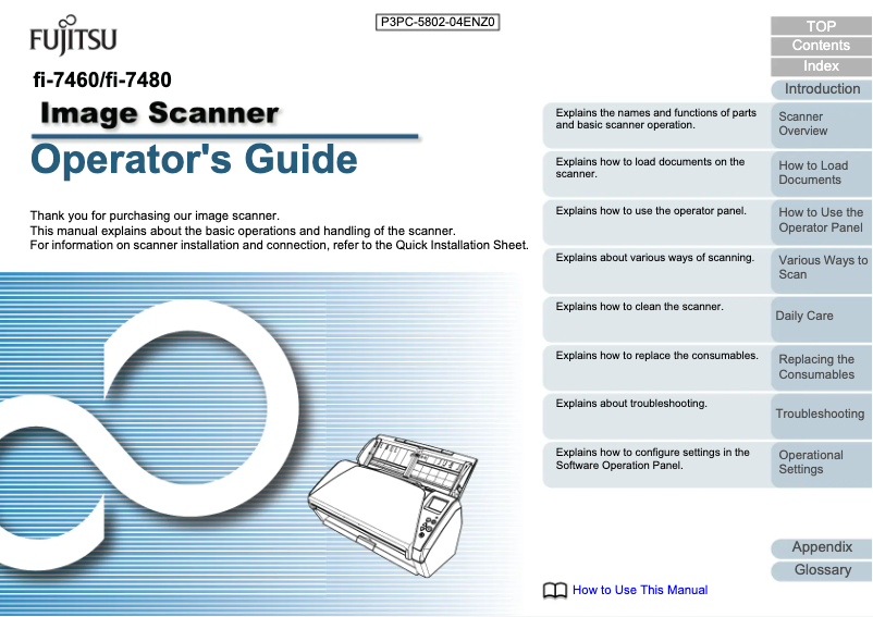 Page 1 de la notice Manuel utilisateur Fujitsu fi-7460