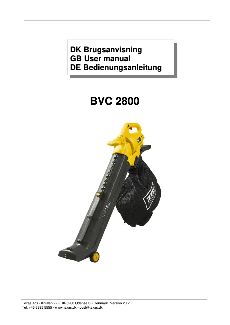 Image de la première page du manuel de l'appareil BVC2800