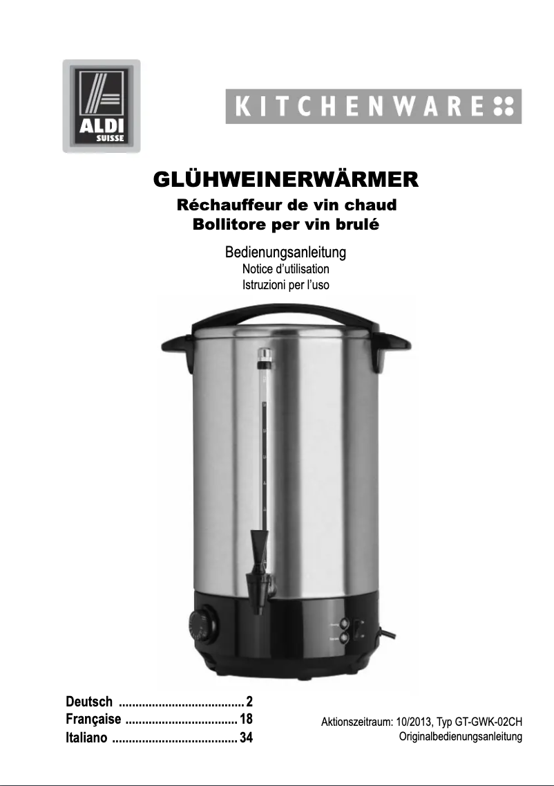 Page n°1 - Manuel utilisateur Kitchenware GT-GWK-02CH