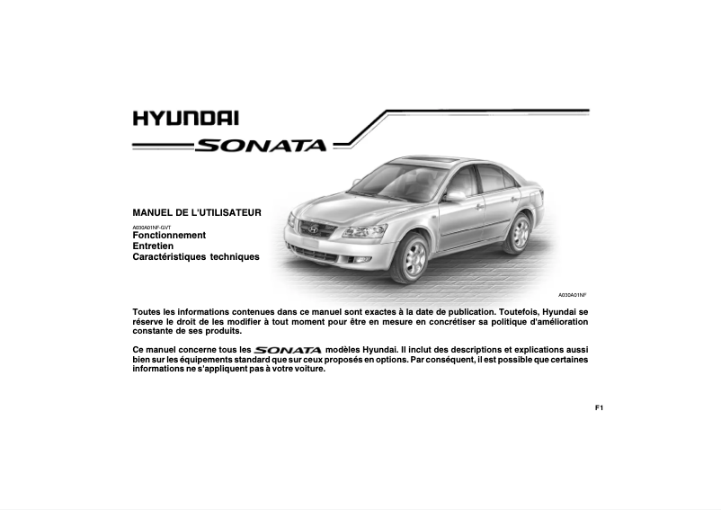 Image de la première page du manuel de l'appareil Sonata (2007)