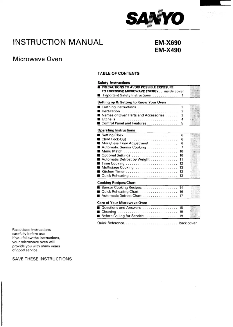 Page 1 of the manual User Manual Sanyo EM-X490