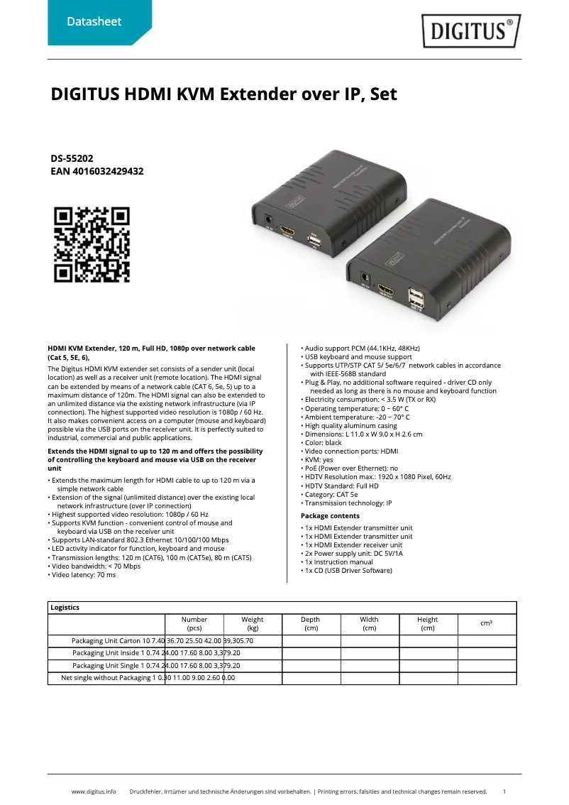 Page n°1 - Fiche technique Digitus DS-55202