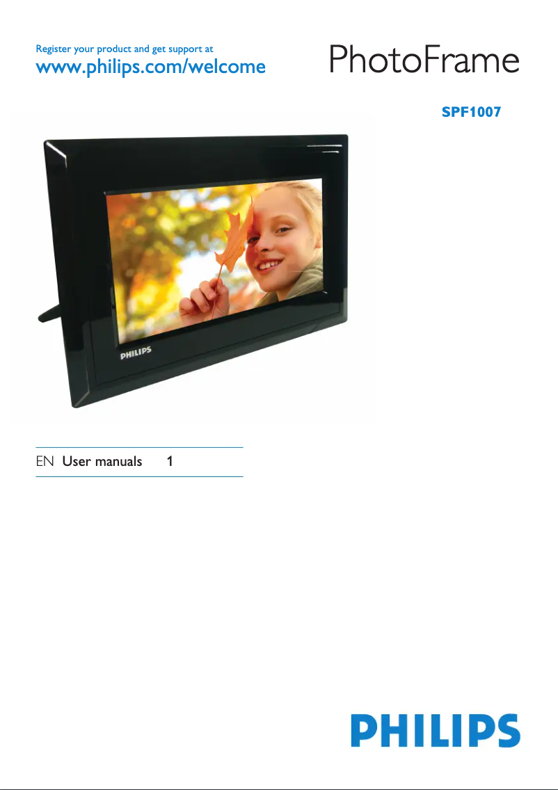 Page 1 de la notice Manuel utilisateur Philips PhotoFrame SPF1007