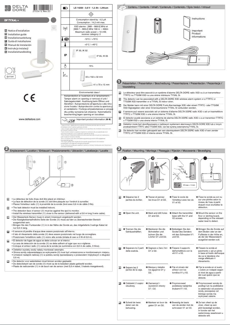 Page 1 de la notice Manuel utilisateur Delta Dore Tyxal+ DF