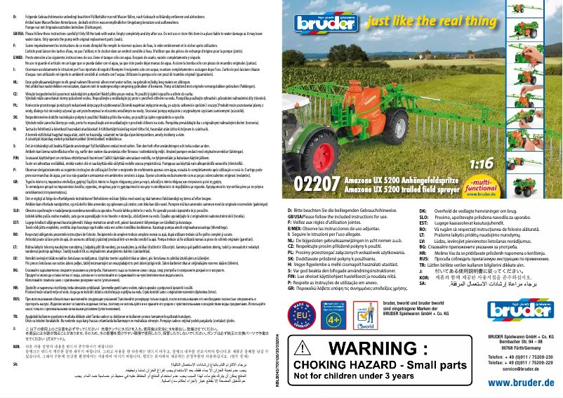 Page 1 de la notice Manuel utilisateur Bruder Amazone UX 5200