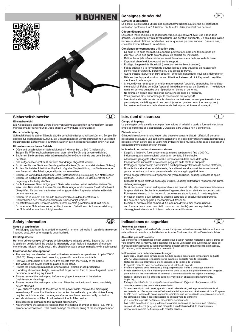 Page 1 de la notice Manuel utilisateur Bühnen HB191