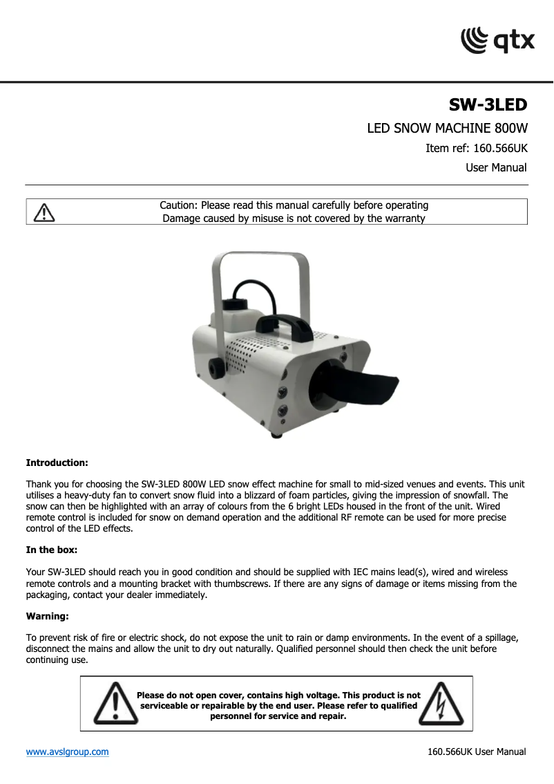 Page 1 de la notice Manuel utilisateur Qtx SW-3LED