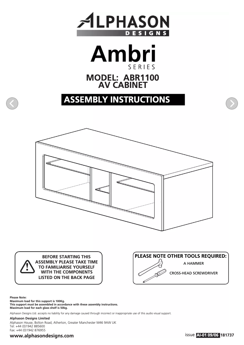 Page 1 de la notice Manuel utilisateur Alphason Ambri