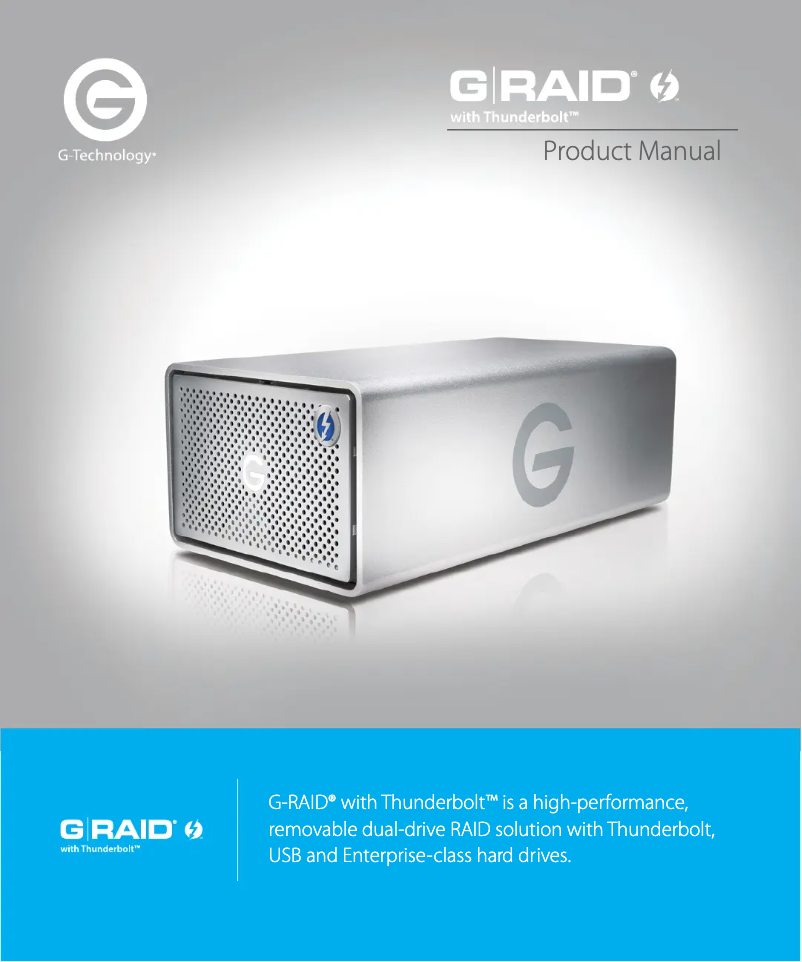 Page 1 de la notice Manuel utilisateur G-Technology G-RAID Thunderbolt 2